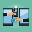 © Jemastock - Tranfer money online from smartphone vector illustration graphic design