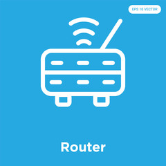 Sticker - Router icon isolated on blue background