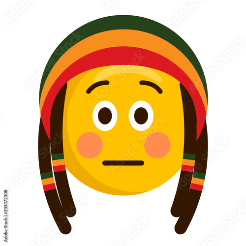 Cuadros en Lienzo Serious emoji with a reggae hat