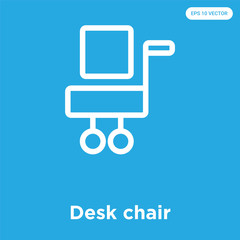 Wall Mural - Desk chair icon isolated on blue background
