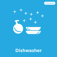 Wall Mural - Dishwasher icon isolated on blue background