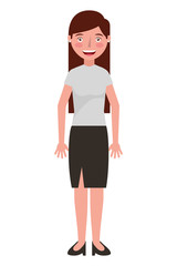 Poster - smiling woman standing character in skirt clothes vector illustration