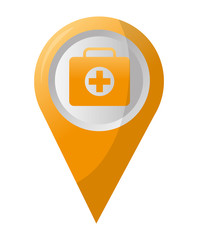 Poster - map pointer navigation with medical suitcase vector illustration