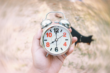 Wall Mural - An Alarm Clock Set To 8 AM to Represent Time That People Going to Work