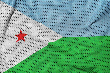 Djibouti flag printed on a polyester nylon sportswear mesh fabri