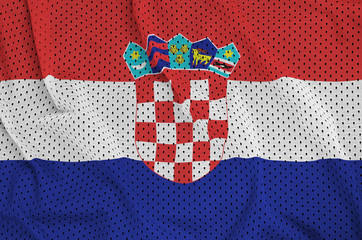 Poster - Croatia flag printed on a polyester nylon sportswear mesh fabric with some folds