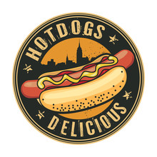Stamp Or Label With Hotdog