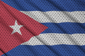 Wall Mural - Cuba flag printed on a polyester nylon sportswear mesh fabric with some folds