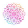 © tanyabosyk - Round gradient mandala on white isolated background. Vector boho mandala in green and pink colors. Mandala with floral patterns. Yoga template