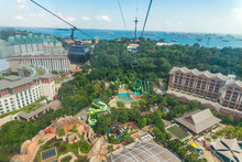 Sentosa Island, Singapore - July 01, 2016: The View From Cable Car.