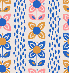 Poster - seamless pattern with flowers in scandinavian style