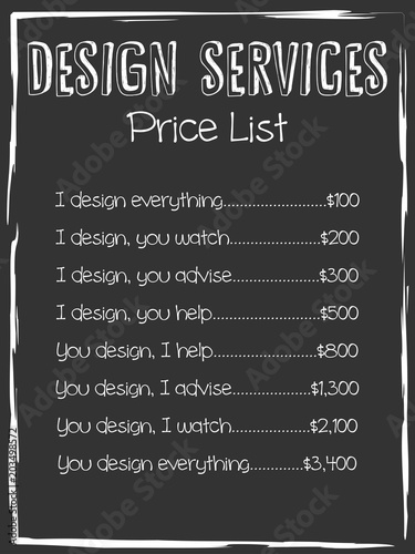 Design Service Price List Funny Terms & Prices Chalkboard Text Poster ...