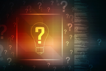 Poster - 2d rendering Business concept, question mark with light bulb
