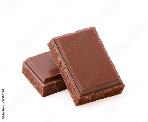 Dark chocolate bars with clipping path isolated on white background © texturis
