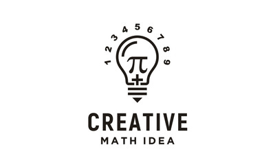 light bulb pi numeric mathematics logo design inspiration