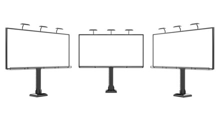 Wall Mural - 3D rendering of blank billboard (empty advertisement) isolated on white background - mock up template