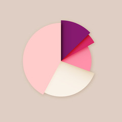 Fototapete - Stylish pink red vector blank pie chart diagram infographics design template