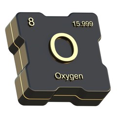 oxygen element symbol from periodic table on futuristic black icon isolated on white background
