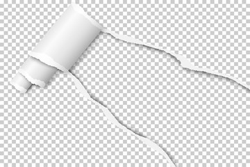 Wall Mural - Diagonally snatched middle of transparent paper with torn edges and soft shadow. Vector template paper design.