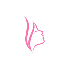 Sticker - beauty logo vector template. woman silhouette vector icon illustration