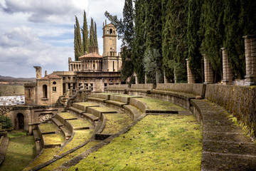 Montegabbione: Scarzuola, the Ideal City, the surreal work of art designed. Inside the park of ancient Catholic sanctuary in the country of Umbria region. Italy