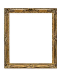 Old picture frame on white background, including clipping path