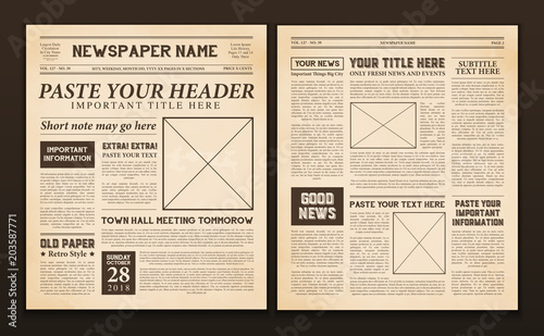 Cuadros en Lienzo Newspaper Pages Template Vintage