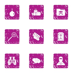 Poster - Theft icons set. Grunge set of 9 theft vector icons for web isolated on white background