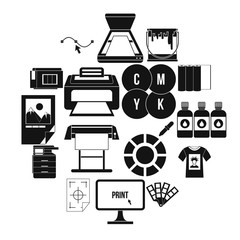 Fototapete - Printing icons set in simple style for any design