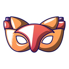 Sticker - Fox carnival mask icon. Cartoon of fox carnival mask vector icon for web design isolated on white background