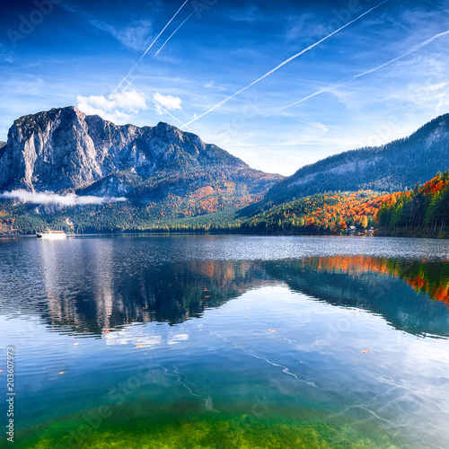 Sunny morning on the lake Altausseer See Alps Austria Europe © pilat666
