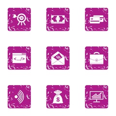 Poster - Wifi deal icons set. Grunge set of 9 wifi deal vector icons for web isolated on white background