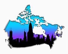 Canada Skyline City Metropolitan Area Nightlife 3d Illustration