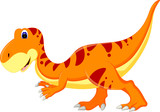 Fototapeta Dinusie - funny t-rex cartoon posing with smile and waving