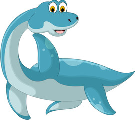 Sticker - funny ancient shark cartoon posing with smile and waving