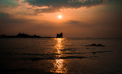 Wall Mural - colorful of sunset on seascape background