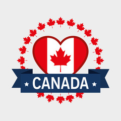 Poster - canada flag with heart shape vector illustration design