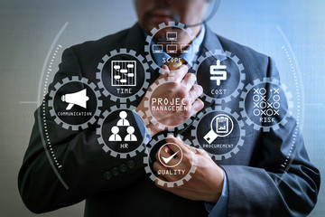 Poster - Businessman adjusting tie,Front view, no head. Concept of working in an office.
