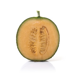 Wall Mural - cantaloupe melon slices  on white background