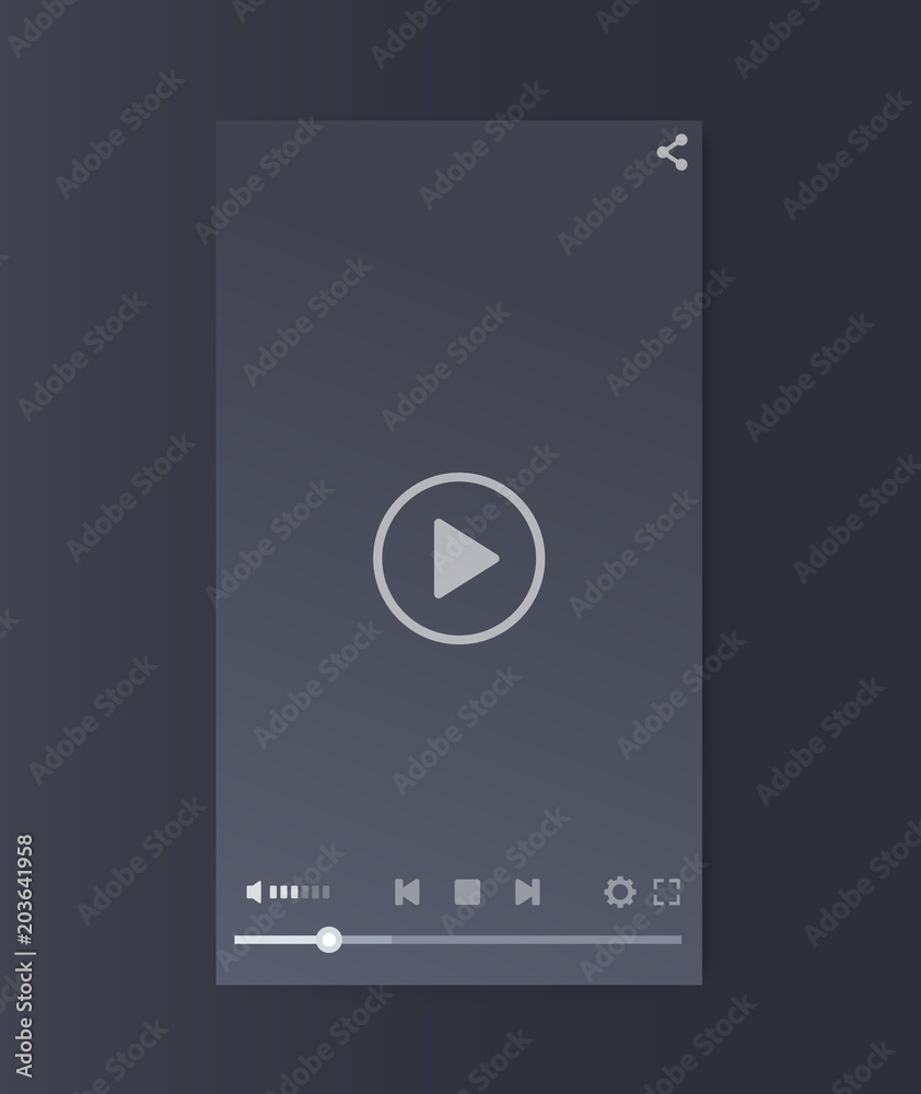 video player interface, vector ui, vertical orientation Stock Vector |  Adobe Stock, image size:842x1000