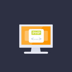 Poster - PHP coding, programming vector icon