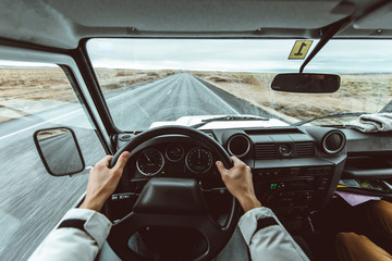 Wall Mural - Driving on the icelandic roads, tour in Iceland