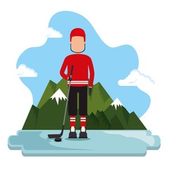 Poster - canadian hockey player scene vector illustration design