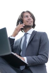 Wall Mural - closeup.successful businessman talking on the phone