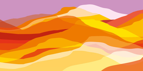 Wall Mural - Color mountains, waves, abstract shapes, modern background, vector design Illustration for you project