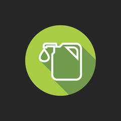 Poster - Elegant Universal White Minimalistic Thin Line Oil Icon with Shadows on Circular Color Button on Black Background 
