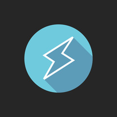 Poster - Elegant Universal White Minimalistic Thin Line Electricity Icon with Shadows on Circular Color Button on Black Background 
