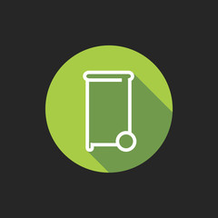 Poster - Elegant Universal White Minimalistic Thin Line Bin Icon with Shadows on Circular Color Button on Black Background 