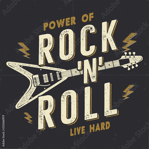 Vintage Hand Drawn Rock N Roll Poster Rock Music Poster Hard Music