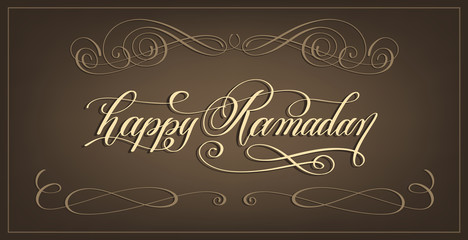 Canvas Print - luxury hand lettering calligraphy text - happy Ramadan